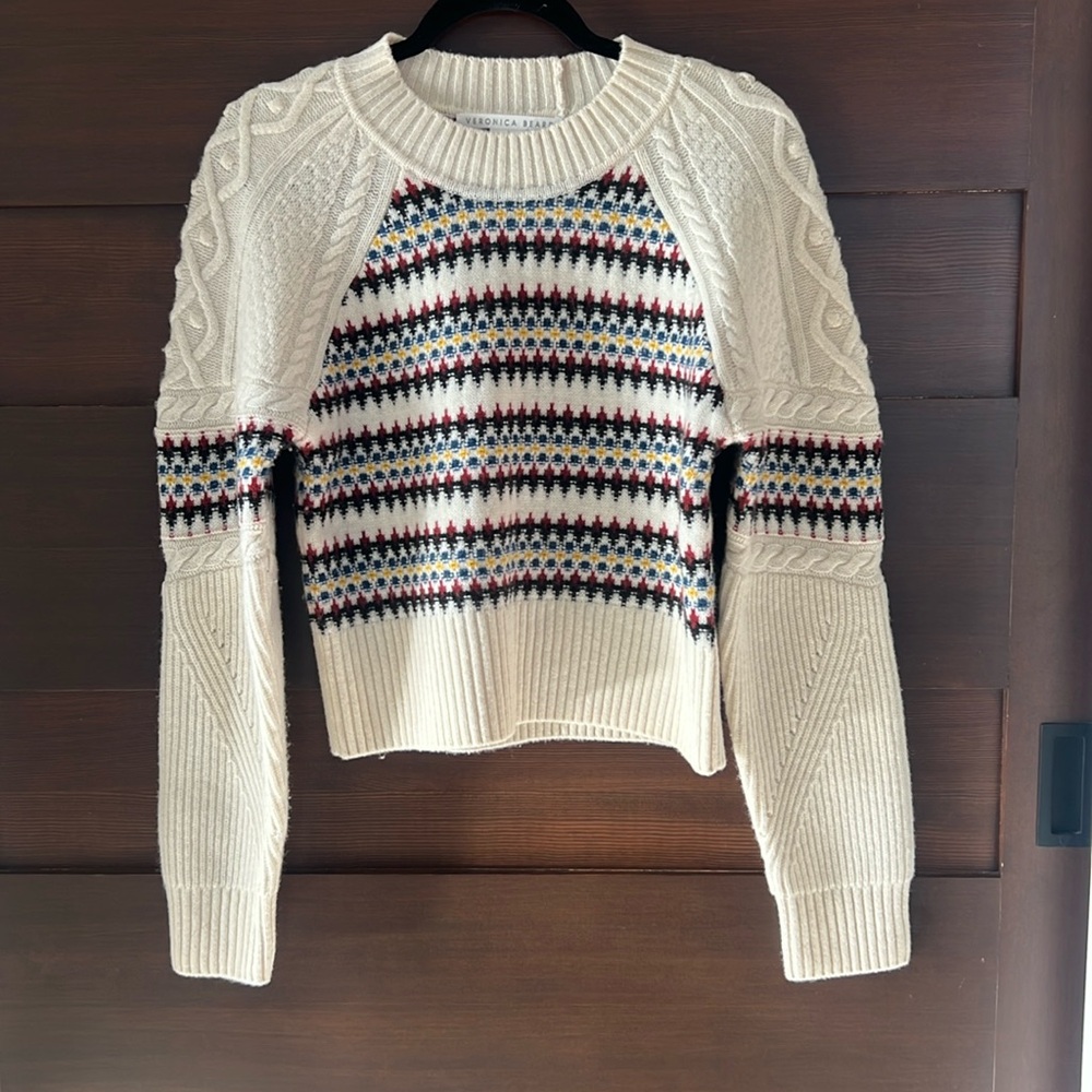Veronica Beard Cream Multicolor Knit Sweater